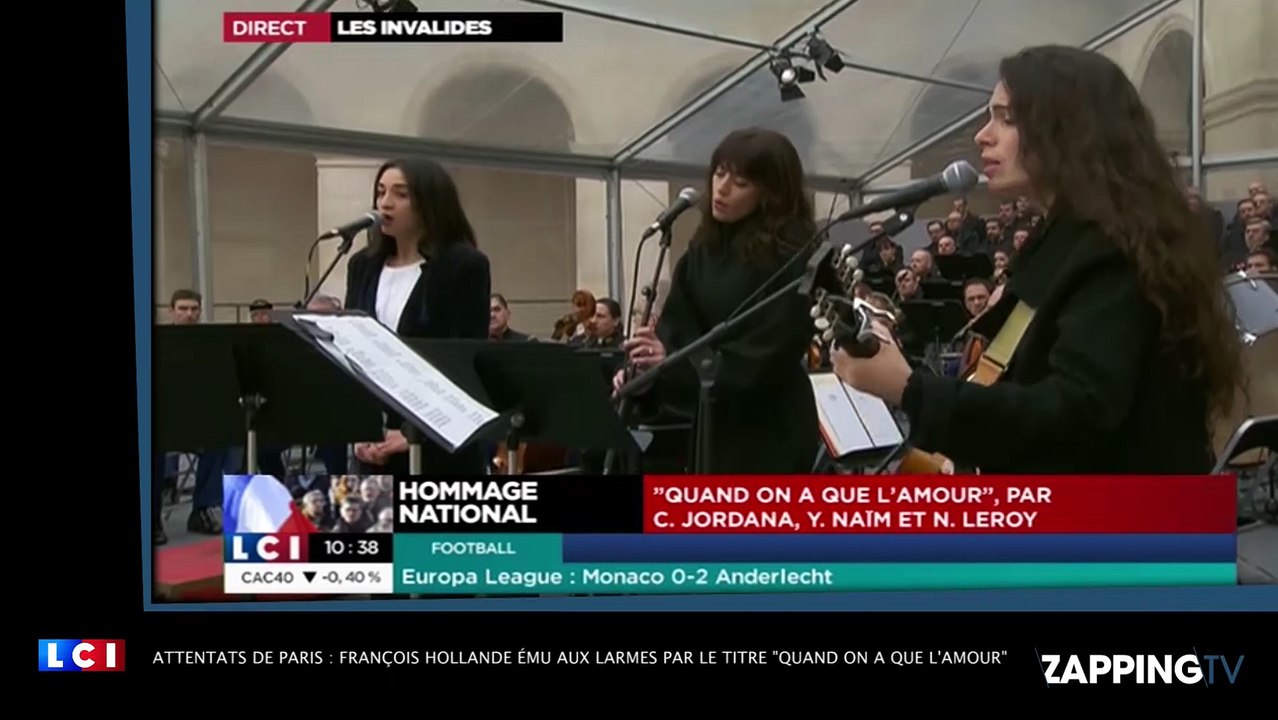 Attentats de Paris : François Hollande ému aux larmes par le titre "Quand on n'a que l'amour" en hommage aux victimes