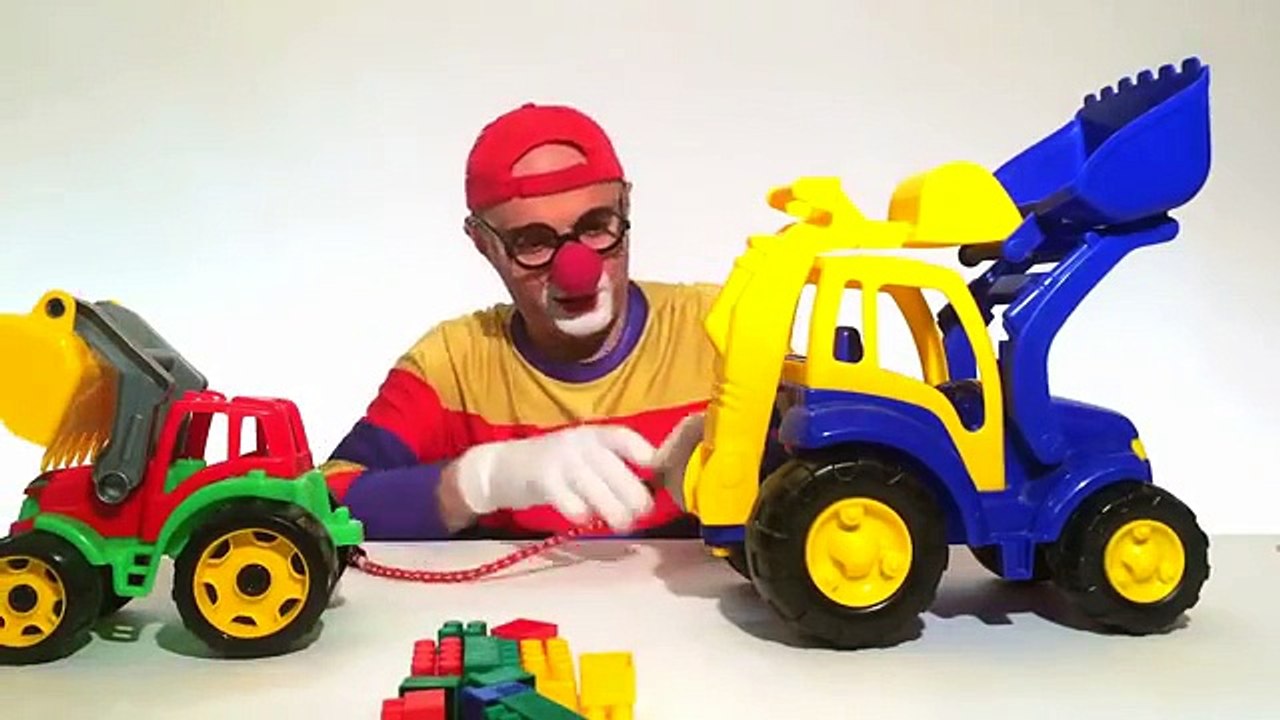 Monster LEGO Toy Truck, Excavator & Bulldozer TUG OF WAR! Toy Car Clown - Children's Toy Video Demos