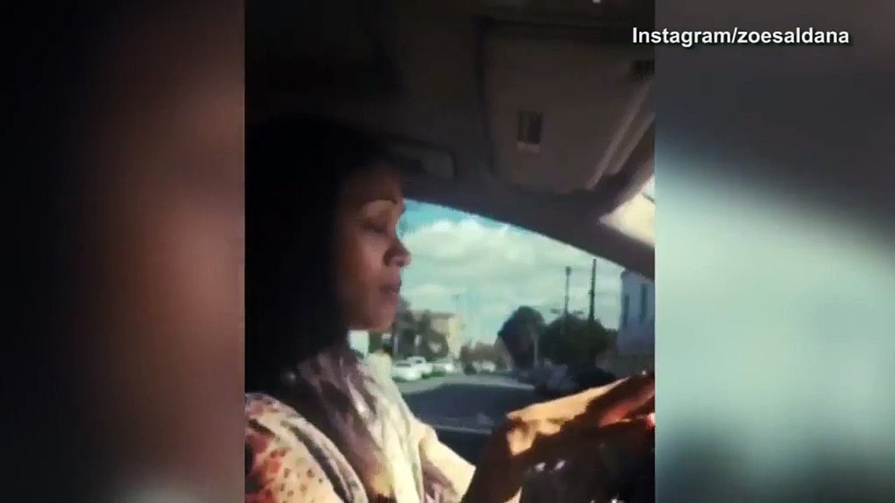 Dance party! Zoe Saldana gets caught dancing in her car