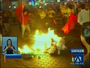 Hospitalizados los tres policías heridos en la marcha de este jueves