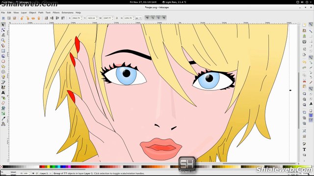 INKSCAPE TUTORIAL SPEED ART DIBUJO ANIME CARICATURA EN LINUX FEDORA MUJER DE OJOS AZULES NOVIEMBRE 2015
