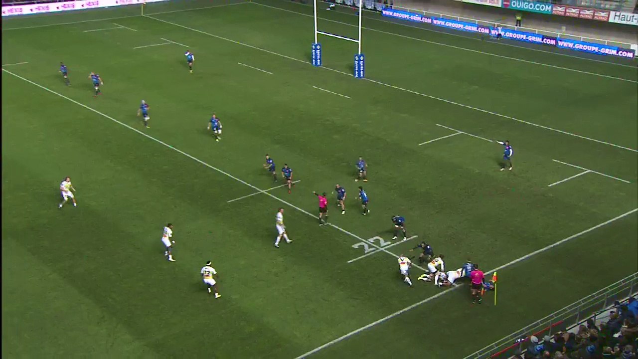 L'image de la journée – L'essai de Afa AMOSA (ASR) face à Montpellier - Saison 2015-2016