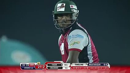 Mustafizur Rahman to Yasir Ali OUT Bangladesh Premiere League 2015 Match 10