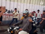 MQM leaders take to the streets of Karachi on motorbikes
