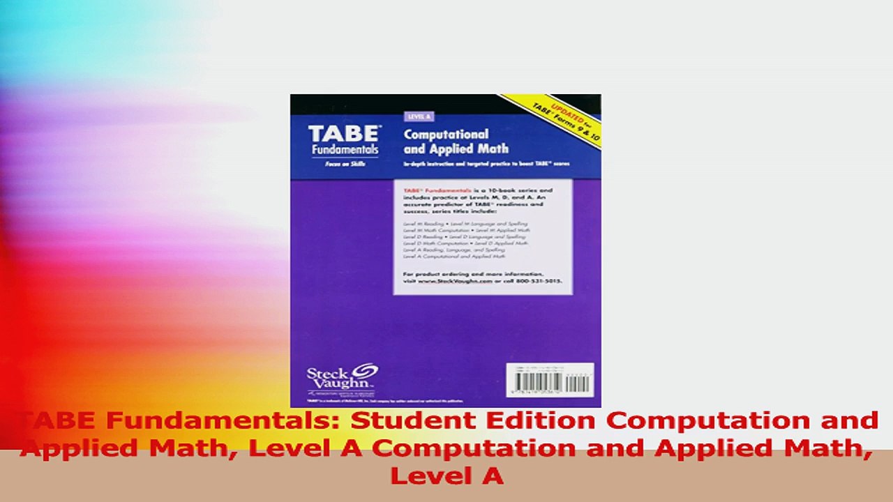TABE Fundamentals Student Edition Computation and Applied Math Level A Computation and Download