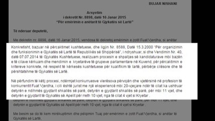 PRESIDENTI DEKRETON DY KANDIDATE TE RINJ PER GJYKATEN E LARTE