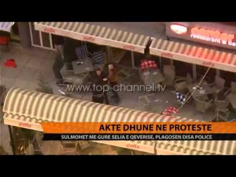 Dhuna në protestë, gurë Kryeministrisë dhe policisë - Top Channel Albania - News - Lajme