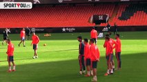 Les gestes de douleurs de Feghouli à l'entrainement