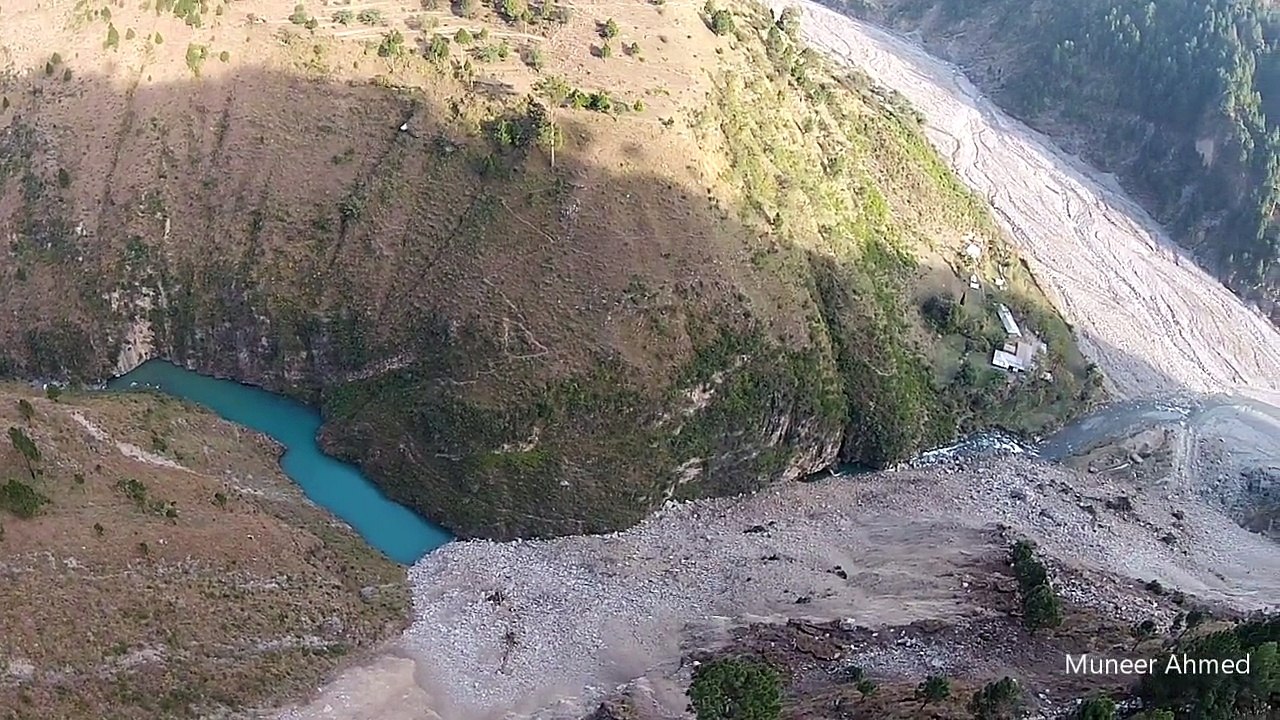 Landsliding near Havelian Sajikot waterfall