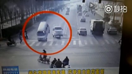 Bizarre accident with vehicle tail left in air by unknown force