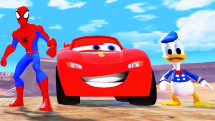 Spiderman saves Donald Duck and Lightning McQueen from jail! Water slides Playtime Kids video