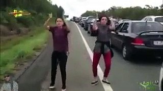 Dance video during traffic jam