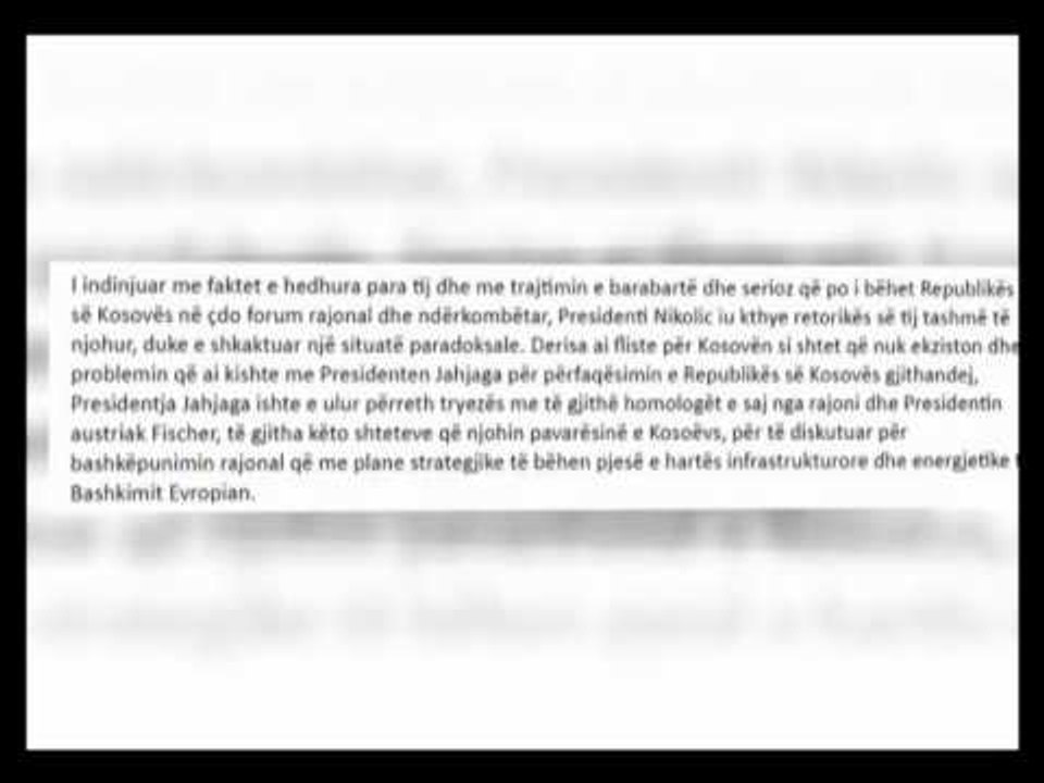 PRESIDENTJA E KOSOVES JAHJAGA REAGON NDAJ DEKLARATES SE PRESIDENTIT NIKOLIC LAJM