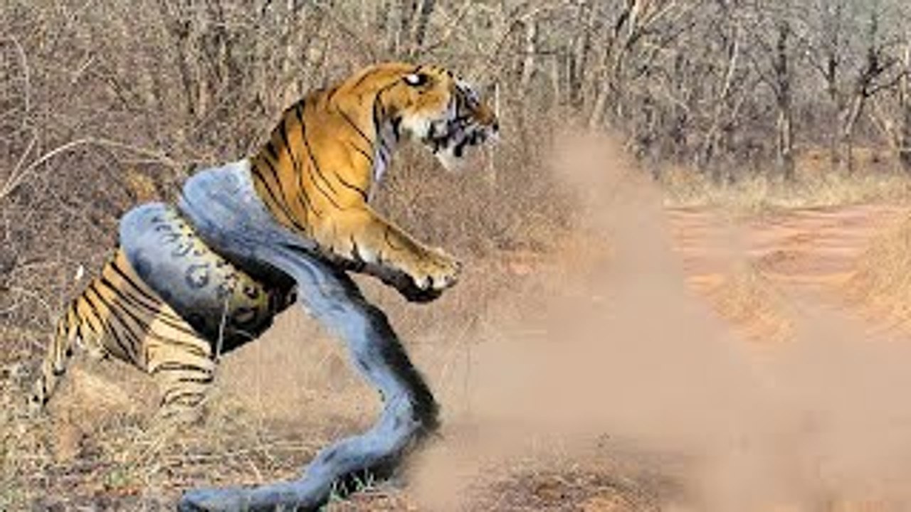 Giant ANACONDA attacks TIGER - Animal Fight Python vs Tiger vs Jaguar Real Fight