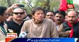 Islamabad: Chairman Pti Imran Khan talks to media