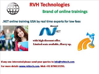 .Net online training USA  by real time experts for low fees cost price.