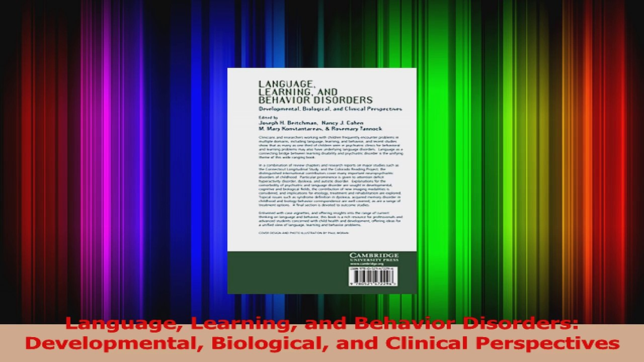 Read  Language Learning and Behavior Disorders Developmental Biological and Clinical Ebook Free