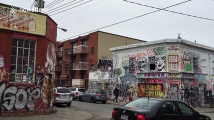 Amazing graffiti building in Montreal, Quebec, Canada