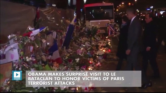 Obama makes surprise visit to Le Bataclan to honor victims of Paris terrorist attacks