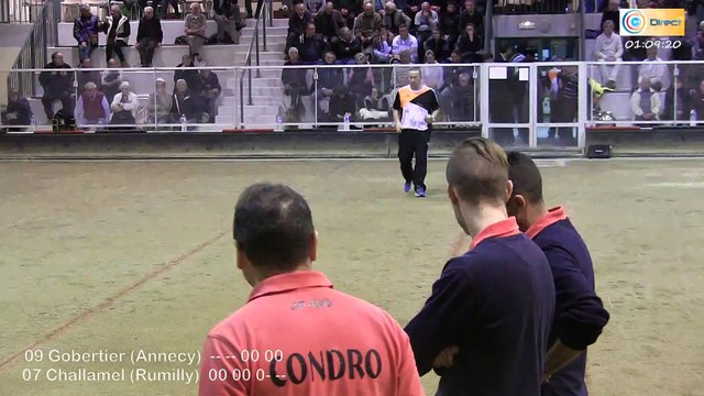 Mène 7, finale du Super 16 Masculin, Challamel contre Gobertier, Sport Boules, Andrézieux-Bouthéon 2015