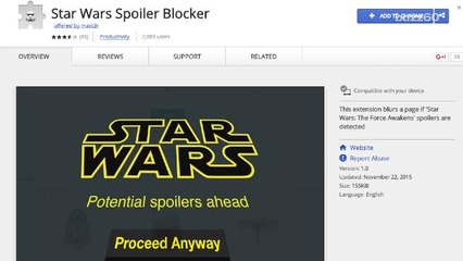 Web browser extension blocks Star Wars spoilers