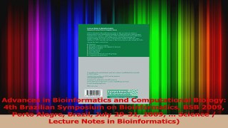 Advances in Bioinformatics and Computational Biology 4th Brazilian Symposium on Read Online