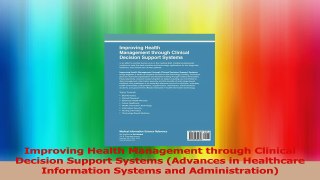 Improving Health Management through Clinical Decision Support Systems Advances in PDF