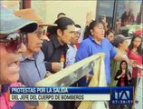 Protestas por la salida del jefe del Cuerpo de Bomberos del cantón Rumiñahui