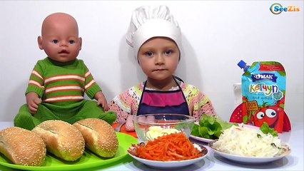 ✔ Беби Борн и Ярослава готовят полезные Хот-доги для малыша - Doll Baby Born with Cook Yaroslava ✔