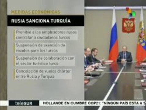 Rusia impone sanciones a Turquía tras derribo de su avión Su-24
