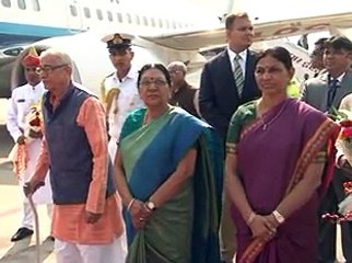 President Pranab Mukherjee arrives at Ahmedabad Airport as 3 day Gujarat visit