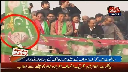 Exclusive Video Of PMLN Flags In PTI Jalsa