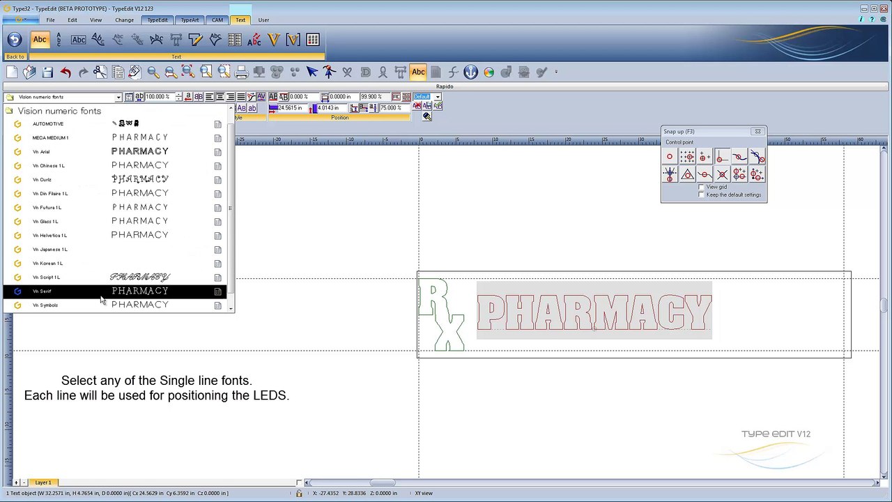 TYPEEDIT V12 - CAD-CAM CNC Software - LED Wizard Sign