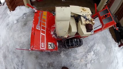 Allis Chalmers Simplicity 870 28 snow blower in 2 feet of wet n sloppy