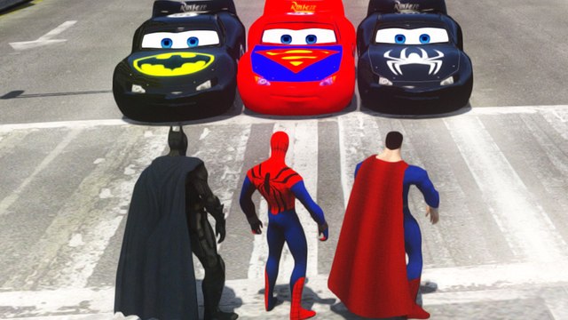 Spider-Man, Batman & Superman Epic Race Disney Cars Lightning McQueen [HD]
