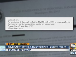 Government letter claims info has been stolen