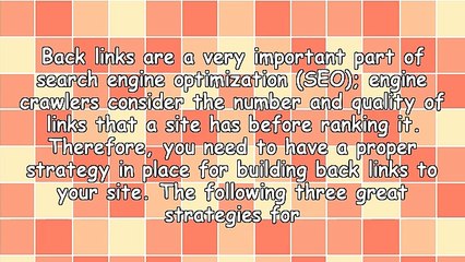 Three Great Strategies For Building Back Links - Get Targeted Traffic To Your Site