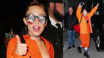 Miley Cyrus muestra su sostén en un traje de cárcel naranja