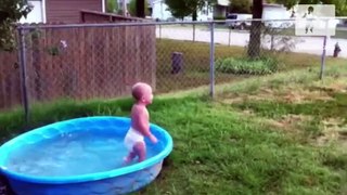 Baby is so scared he falls back into pool   Funny   toddletale