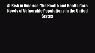 At Risk in America: The Health and Health Care Needs of Vulnerable Populations in the United