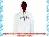 England Rugby Hooded Sweatshirt Hoodie With Front Logo Embroidered New (L)