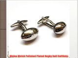 Wales Welsh Polished Plated Rugby Ball Cufflinks