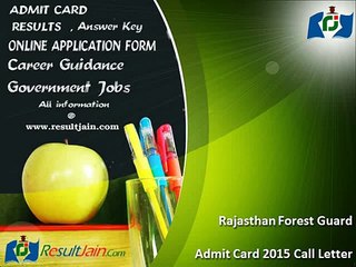 Rajasthan Forest Guard Admit Card 2015 Call Letter