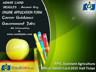 RPSC Assistant Agriculture Officer Admit Card 2015