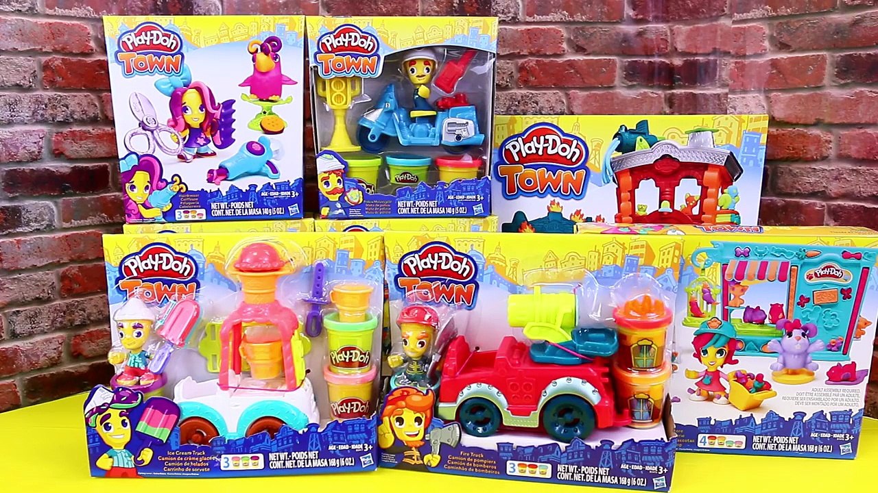 NEW PLAY DOH TOWN Brand New City Pet Shop, Fire House, Police & Hair Salon Toy Review Disn