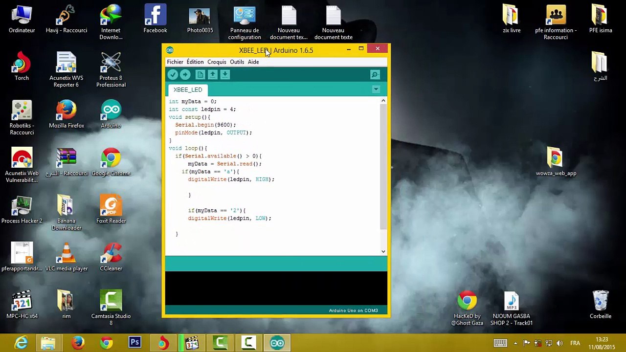 flashing led en serial moniteur