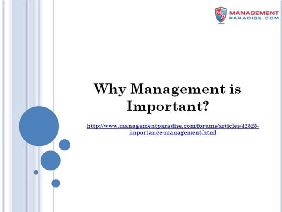 Why Management is Important