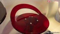 Tabouret MOSELLE rond design en ABS (polymère à haute résistance) et métal chromé (rouge)