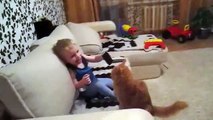 Кот воспитывает ребенка оч смешно)))