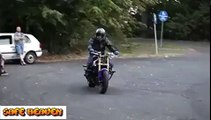 Crazy boy does motorcycle stunts NEW